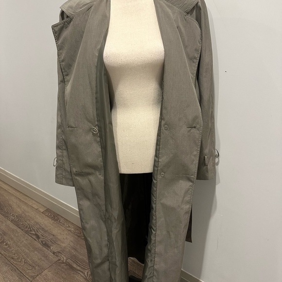 Vintage Junior Gallery trench-coat sage green maxi length SZ 13/14 EUC - Picture 6 of 12